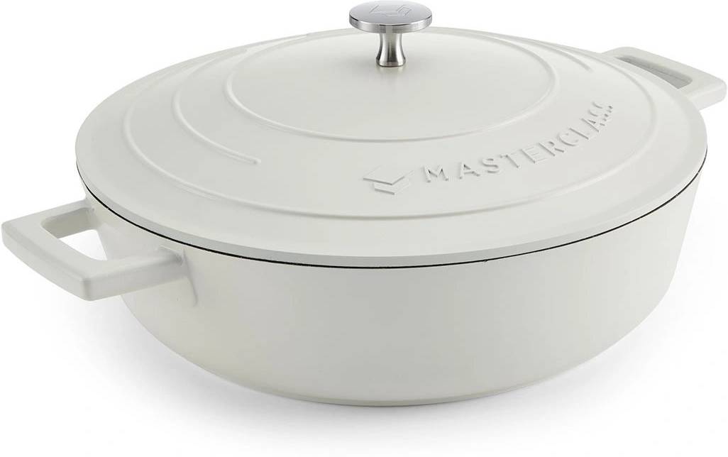 MasterClass Nízký kastrol z litého hliníku, smetanově bílá, 28 cm