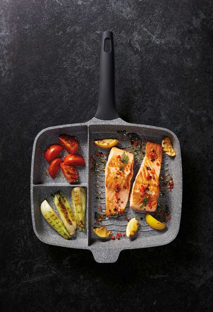 MasterClass Grilovací pánev z litého hliníku, tři sekce, 32 cm