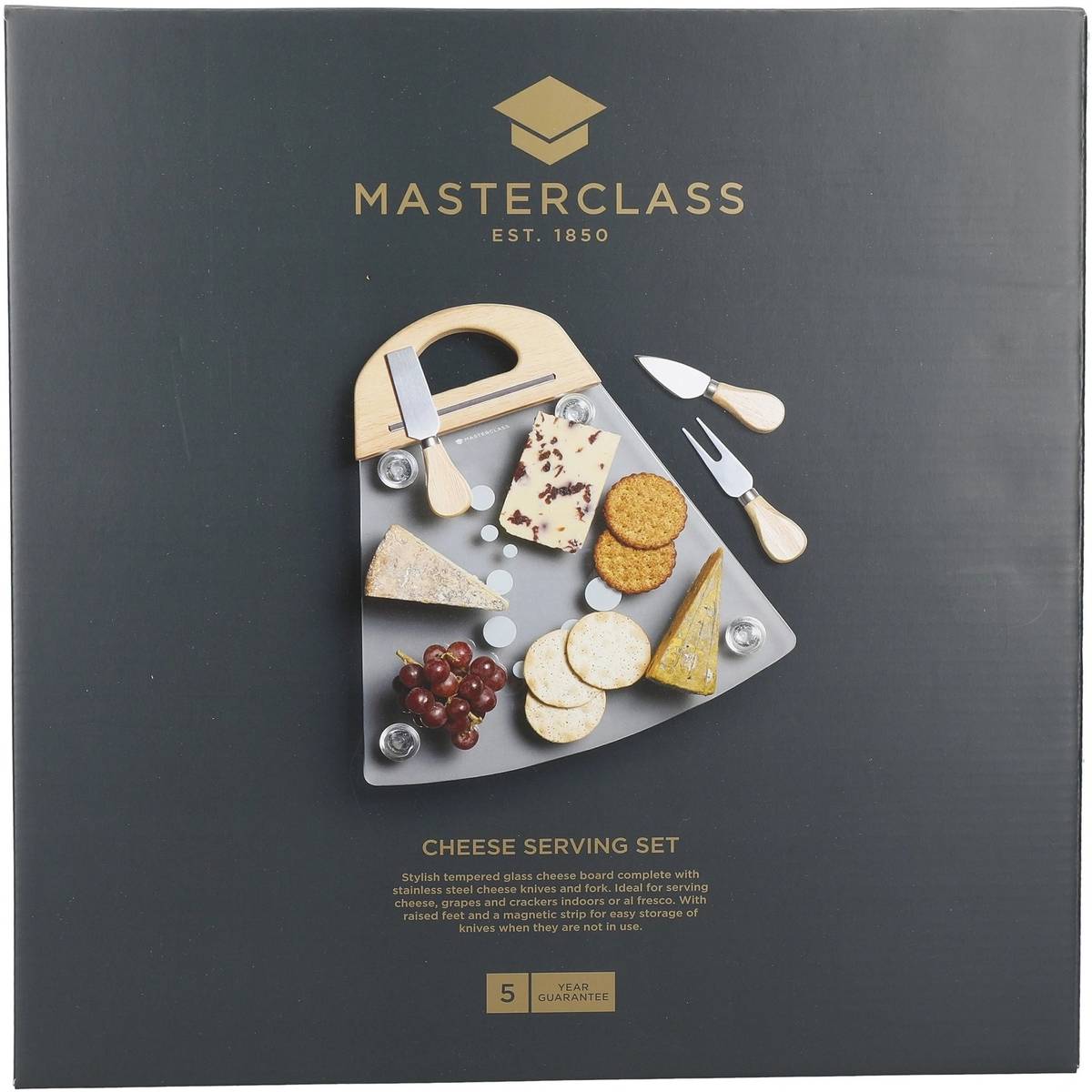 MasterClass Skleněná servírovací sada na sýr Deluxe