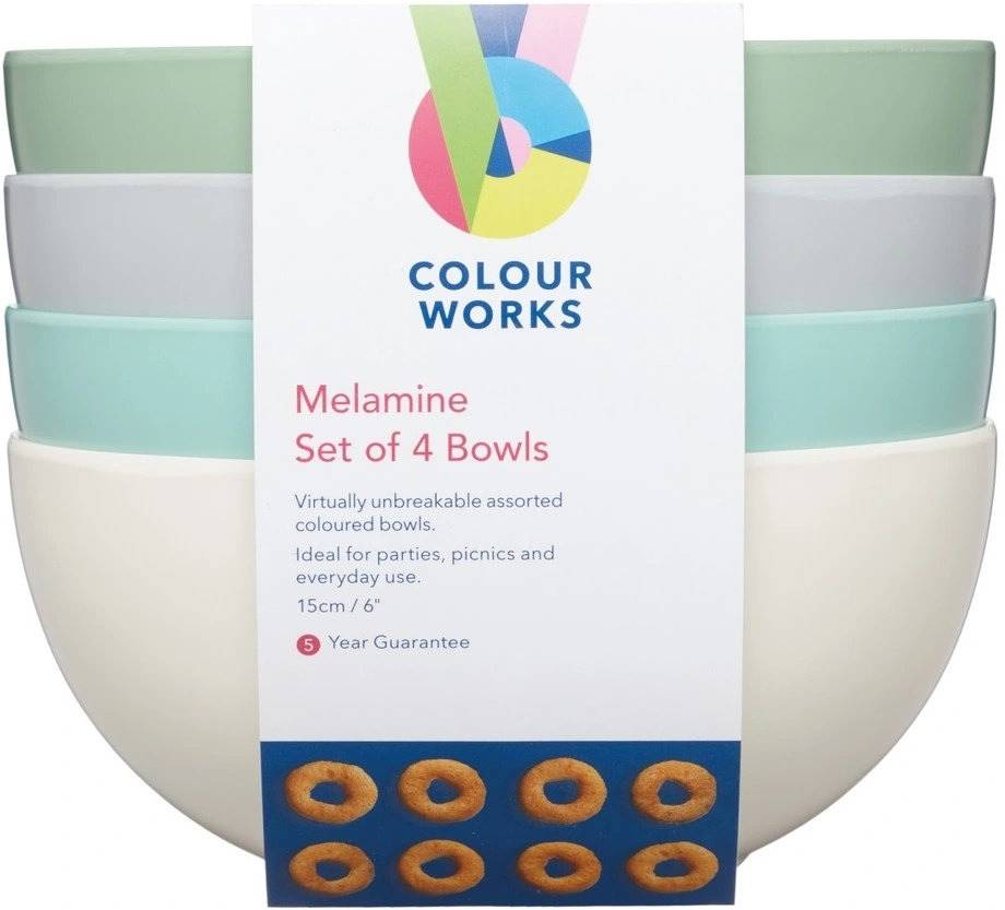 Colourworks Sada misek z melaminu Classics, 15 cm, 4 ks