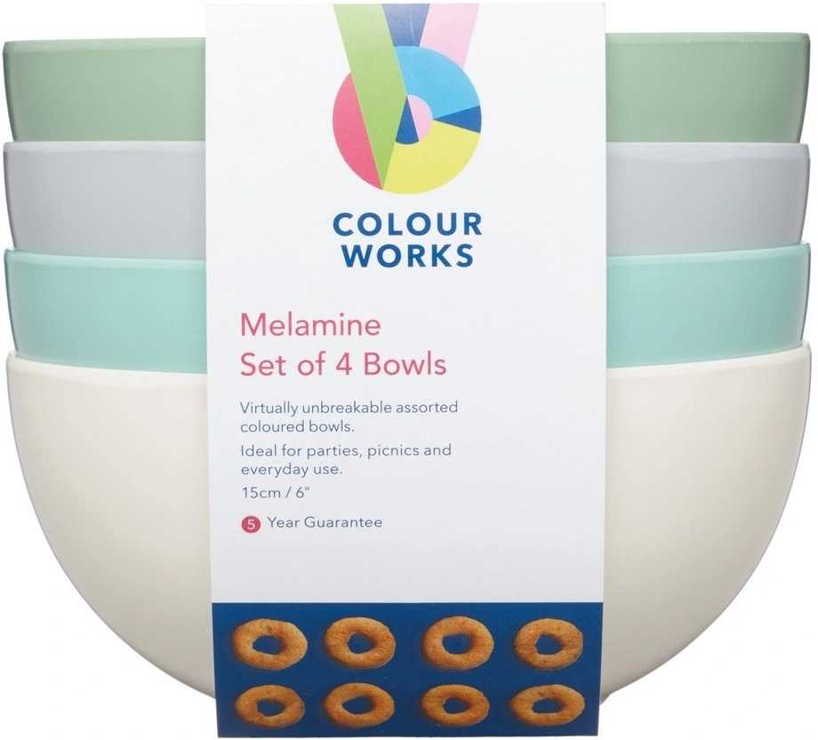 Colourworks Sada misek z melaminu Classics, 15 cm, 4 ks