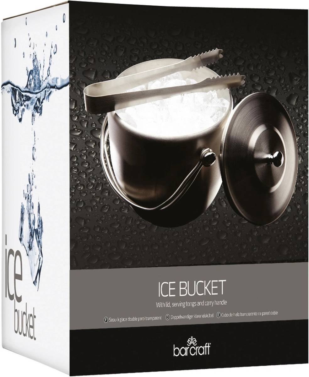 BarCraft Nerezový kyblík na led, s kleštěmi