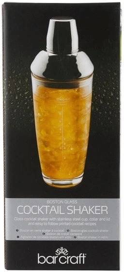 BarCraft Skleněný shaker s recepty na koktejly, 700 ml