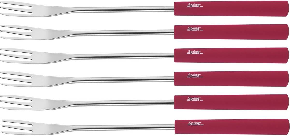 Spring Sada vidliček na fondue Basic, 6 ks, červená