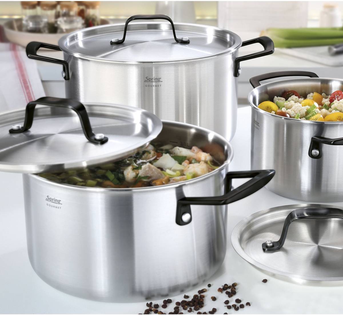Spring Hrnec s poklicí Gourmet, 24 cm, černá