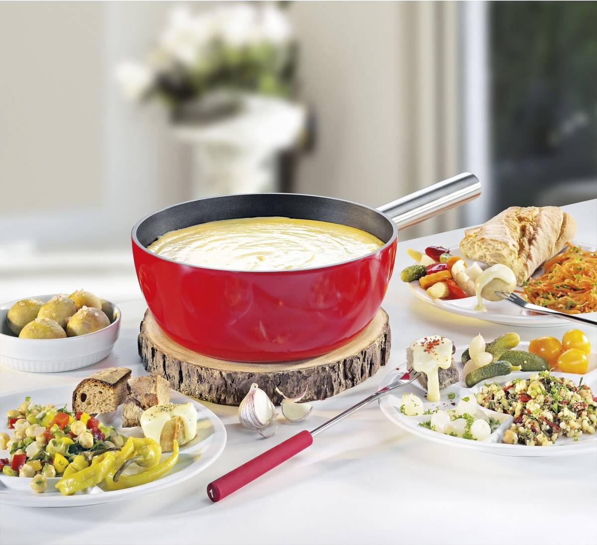 Spring Hrnec na fondue Aluminium Induktion, červená