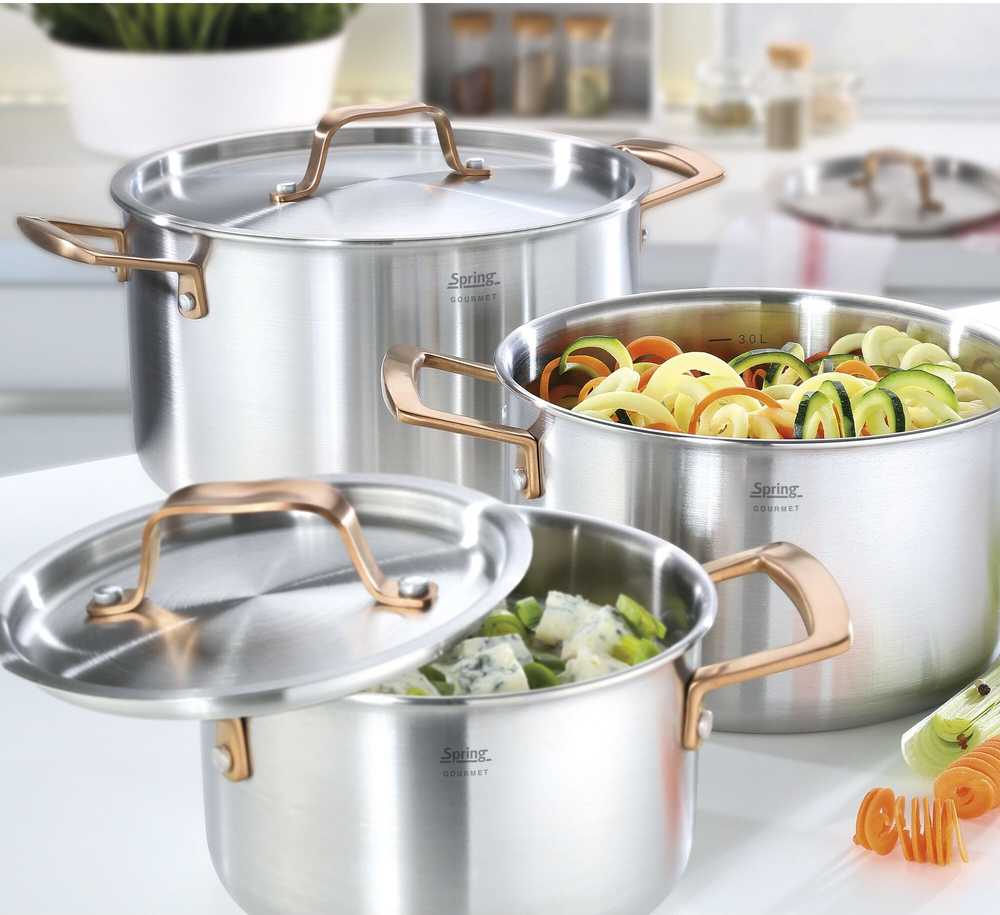 Spring Hrnec s poklicí Gourmet, 24 cm, růžovozlatá