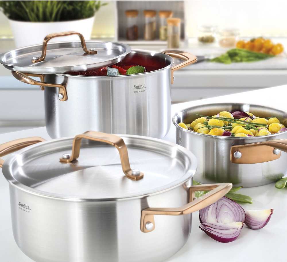 Spring Hrnec s poklicí Gourmet, 24 cm, růžovozlatá