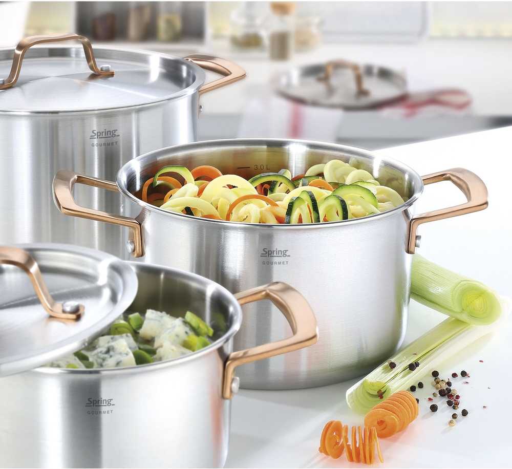 Spring Hrnec s poklicí Gourmet, 20 cm, růžovozlatá