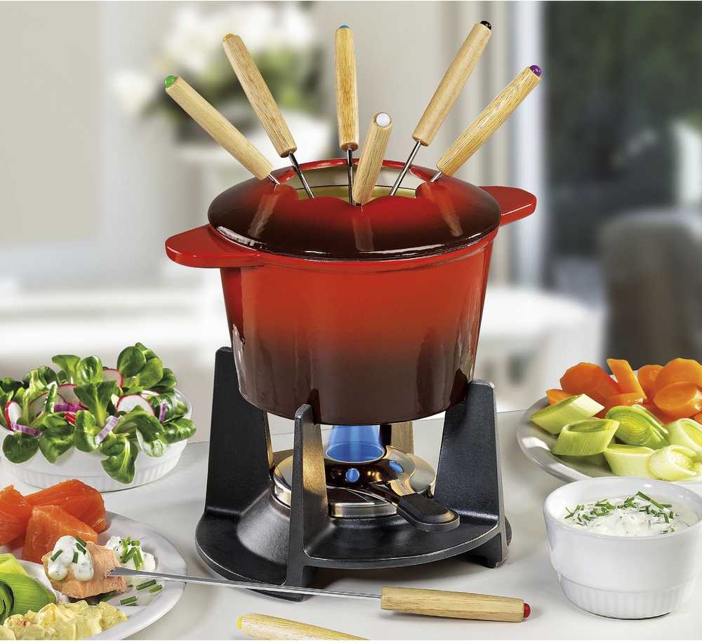 Spring Sada na fondue Grenoble, 16 cm, červená