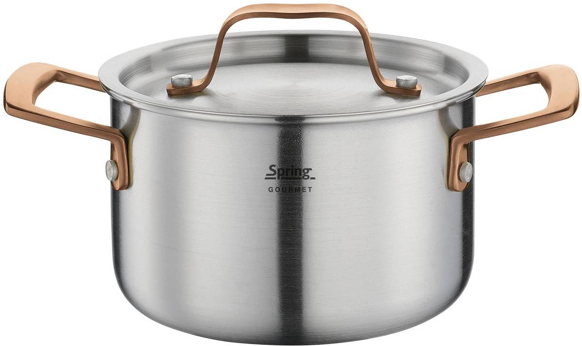 Spring Hrnec s poklicí Gourmet, 16 cm, růžovozlatá