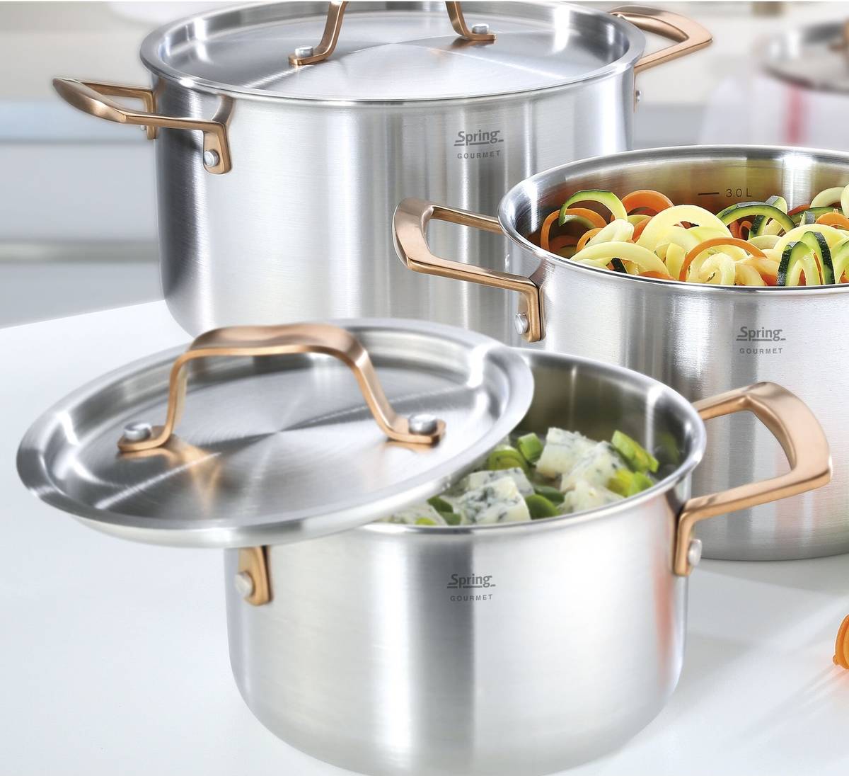 Spring Hrnec s poklicí Gourmet, 16 cm, růžovozlatá