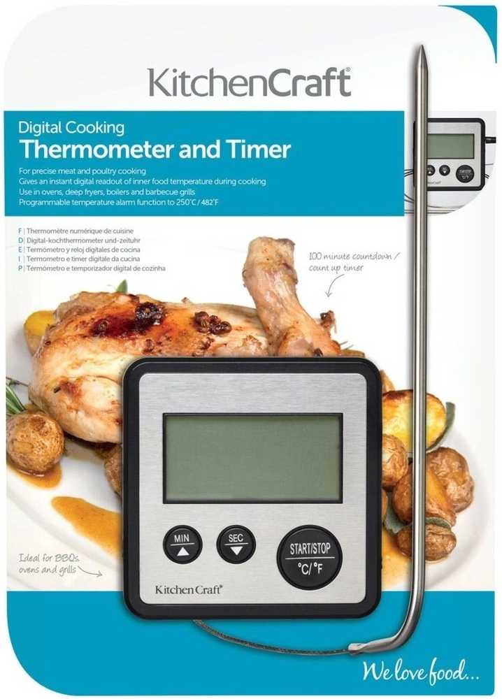 KitchenCraft Digitální teploměr se sondou a minutkou