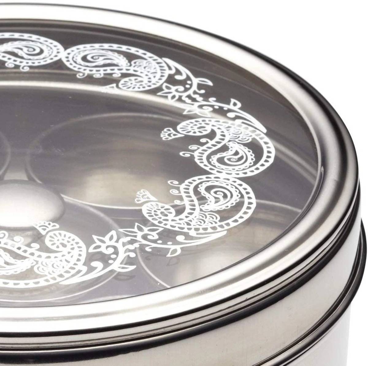 KitchenCraft World of Flavours Indická nerezová dóza na koření Masala Dabba, 17 cm