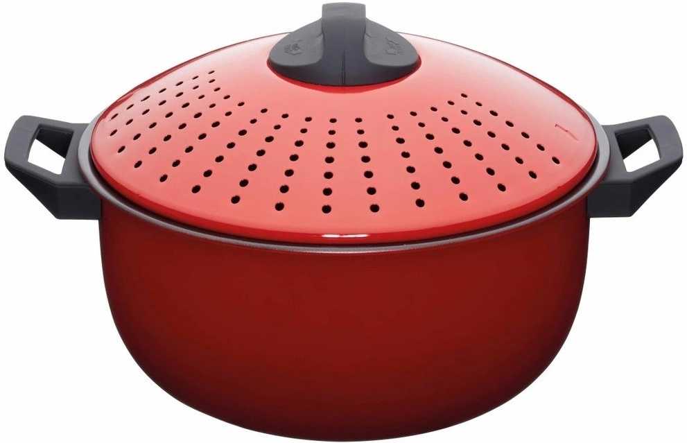 KitchenCraft World of Flavours Hrnec na těstoviny s nepřilnavým povrchem, 4 l, červená