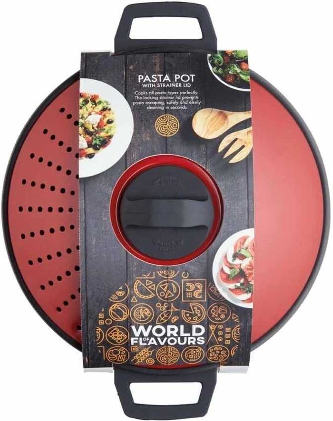 KitchenCraft World of Flavours Hrnec na těstoviny s nepřilnavým povrchem, 4 l, červená