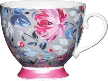 KitchenCraft Set of Four Šálek na nožce Grey Floral, 400 ml