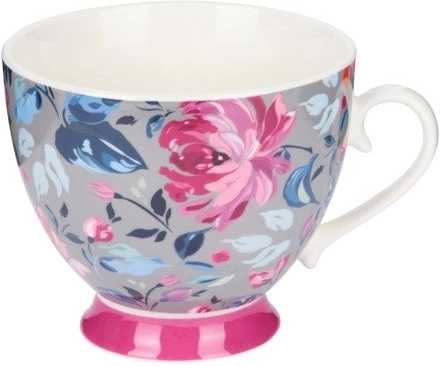 KitchenCraft Set of Four Šálek na nožce Grey Floral, 400 ml