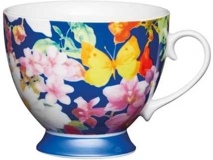 KitchenCraft Set of Four Šálek s nožkou Blue Butterfly, 400 ml