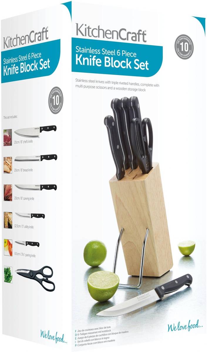 KitchenCraft Sada nožů v bloku, 6 ks