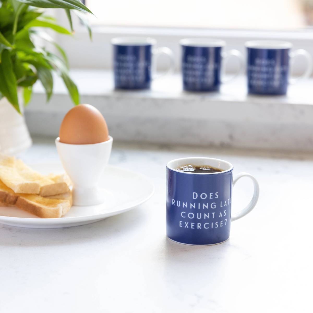KitchenCraft Hrnek na espresso, 80 ml, motiv modré s nápisem
