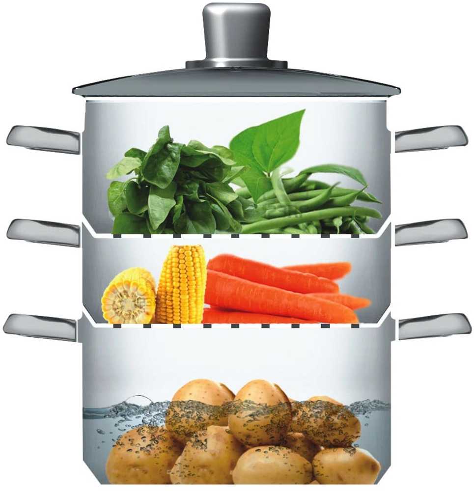 KitchenCraft Nerezový parní hrnec, se třemi úrovněmi, 22 cm