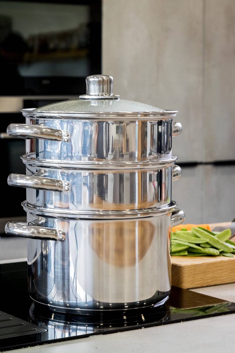 KitchenCraft Nerezový parní hrnec, se třemi úrovněmi, 22 cm