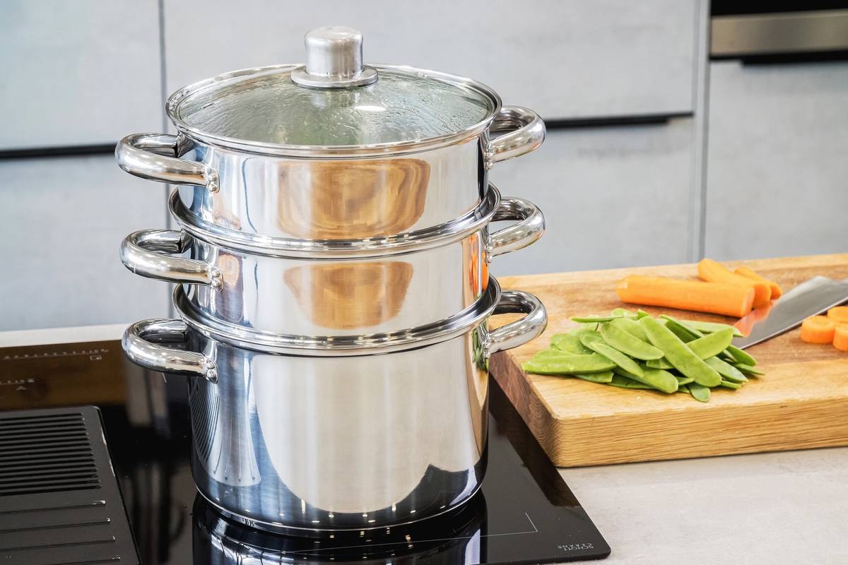 KitchenCraft Nerezový parní hrnec, se třemi úrovněmi, 22 cm