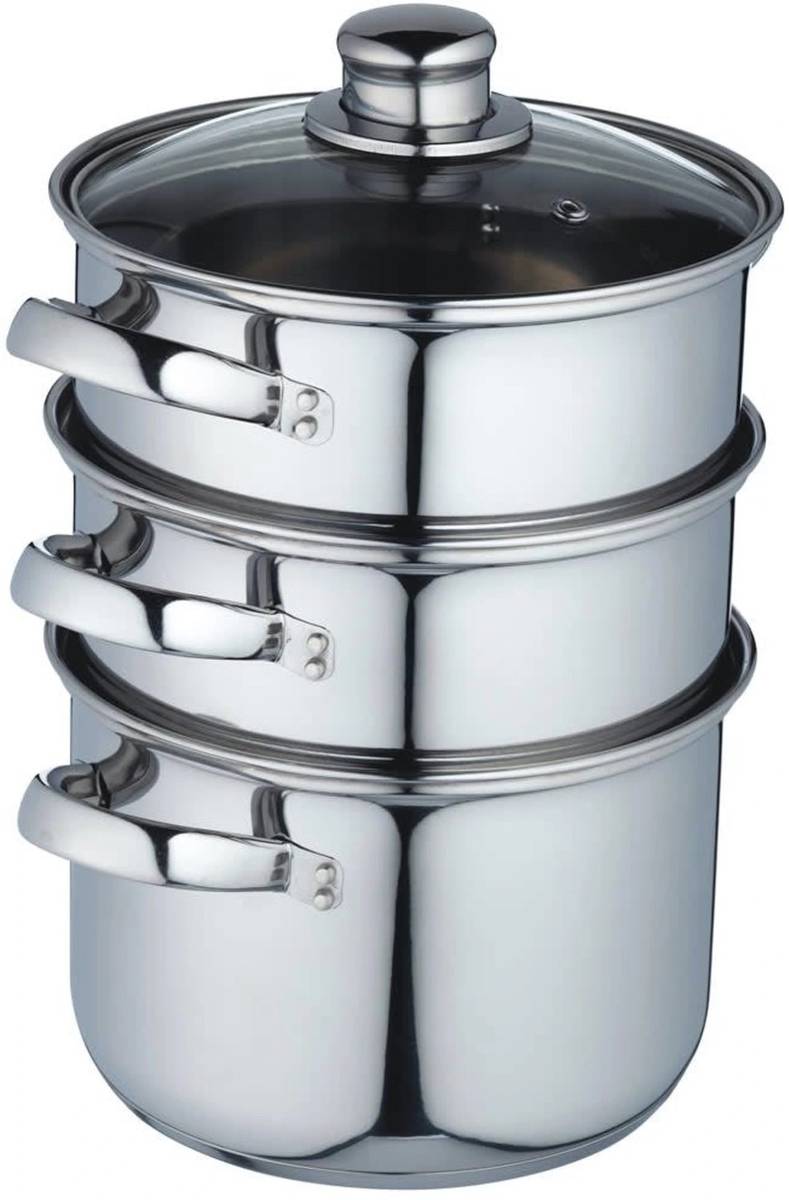KitchenCraft Nerezový parní hrnec, se třemi úrovněmi, 18 cm
