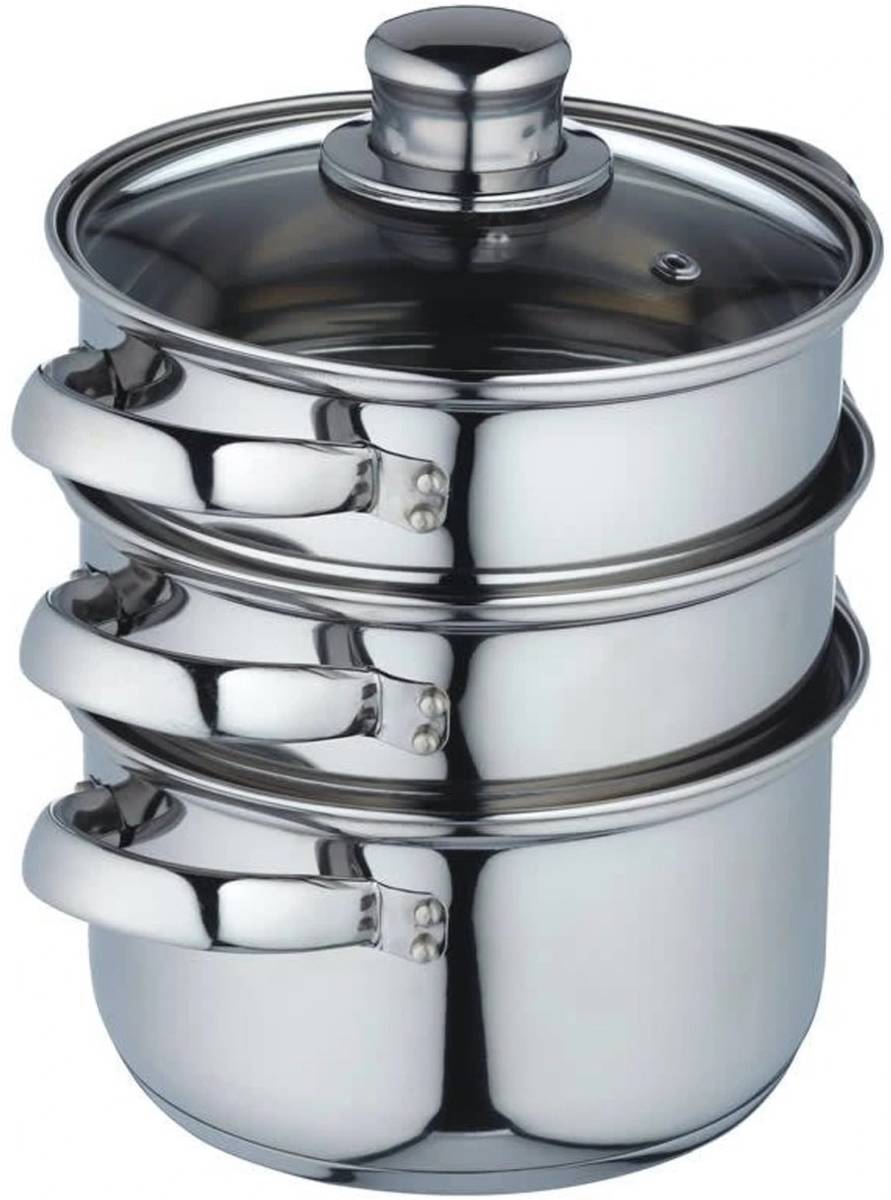 KitchenCraft Nerezový parní hrnec, se třemi úrovněmi, 16 cm