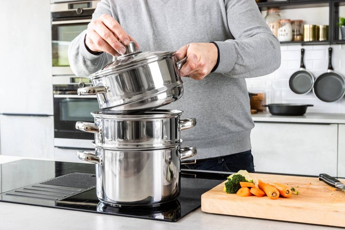 KitchenCraft Nerezový parní hrnec, se třemi úrovněmi, 16 cm
