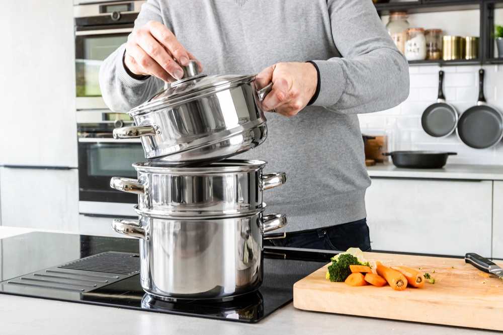 KitchenCraft Nerezový parní hrnec, se třemi úrovněmi, 16 cm