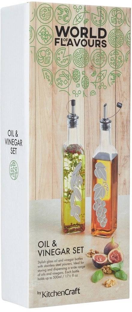 KitchenCraft World of Flavours Sada skleněných dóz na olej a ocet, 500 ml