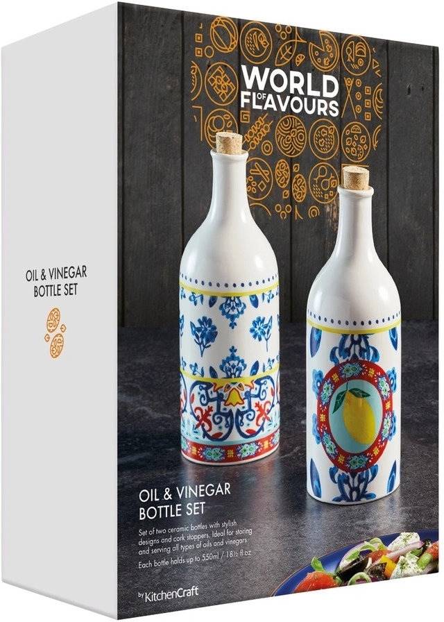 KitchenCraft World of Flavours Sada keramických lahví na olej a ocet, 2 ks