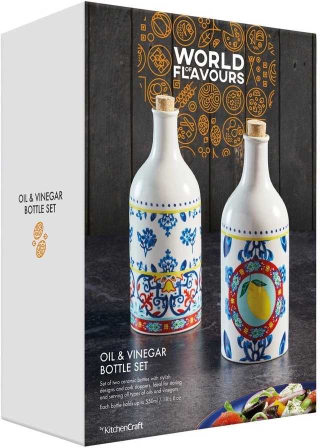 KitchenCraft World of Flavours Sada keramických lahví na olej a ocet, 2 ks