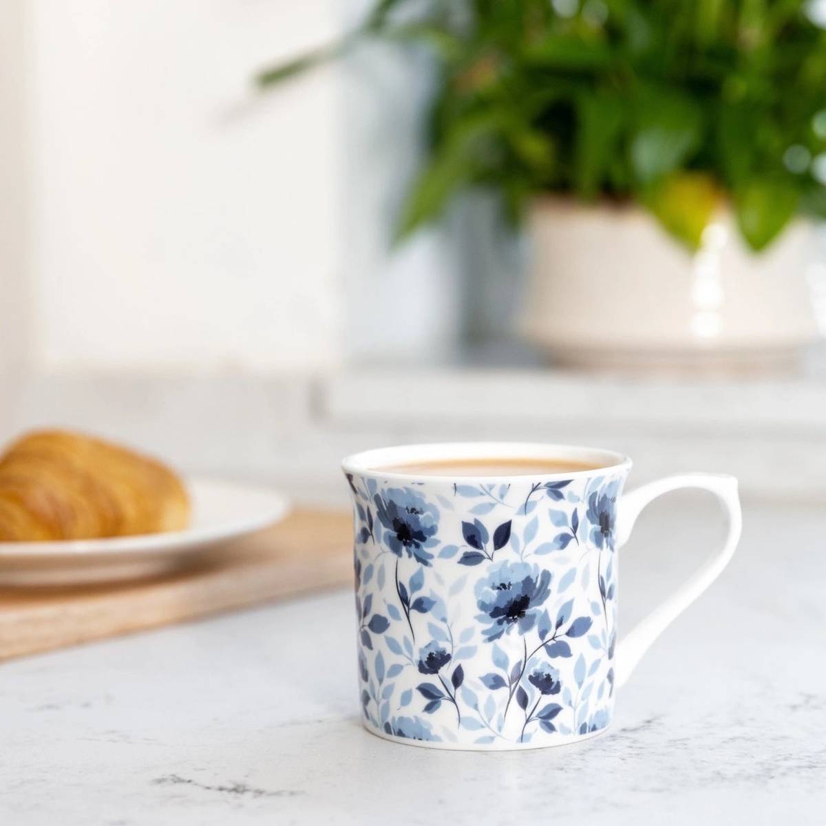 KitchenCraft Fluted Mug Hrnek Blue Rose, 300 ml