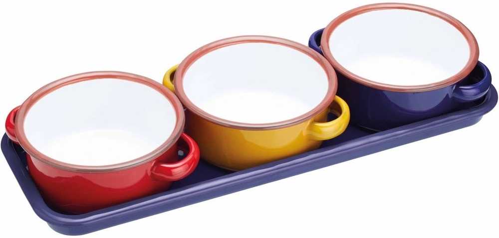 KitchenCraft World of Flavours Sada smaltovaných misek na dipy, 3 ks