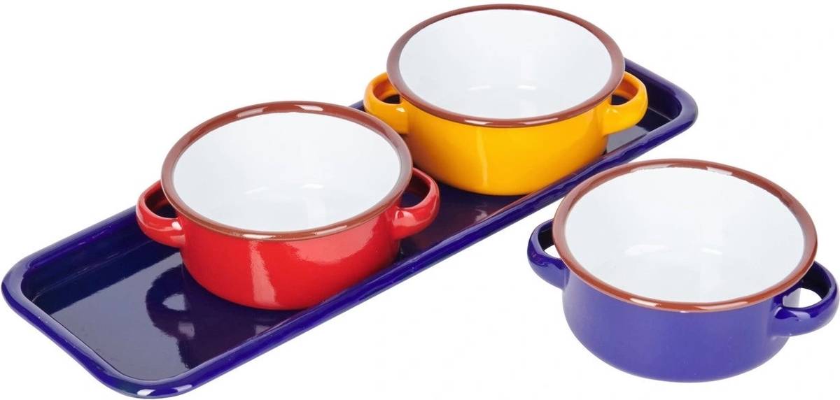 KitchenCraft World of Flavours Sada smaltovaných misek na dipy, 3 ks