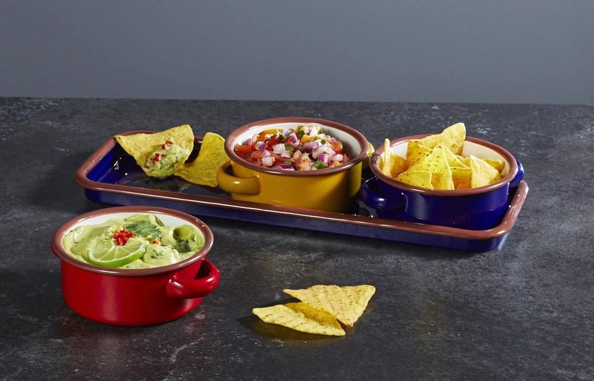 KitchenCraft World of Flavours Sada smaltovaných misek na dipy, 3 ks