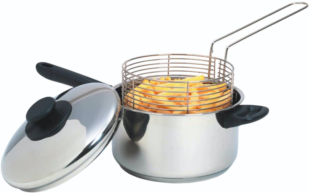 KitchenCraft Nerezový hrnec na smažení s košíkem, 20 cm