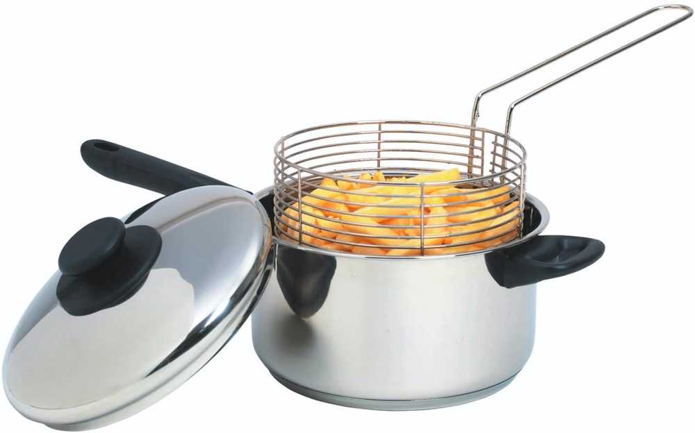 KitchenCraft Nerezový hrnec na smažení s košíkem, 20 cm