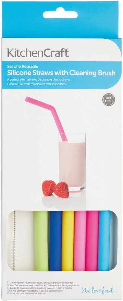 KitchenCraft Silikonová opakovaně použitelná brčka, 6 ks