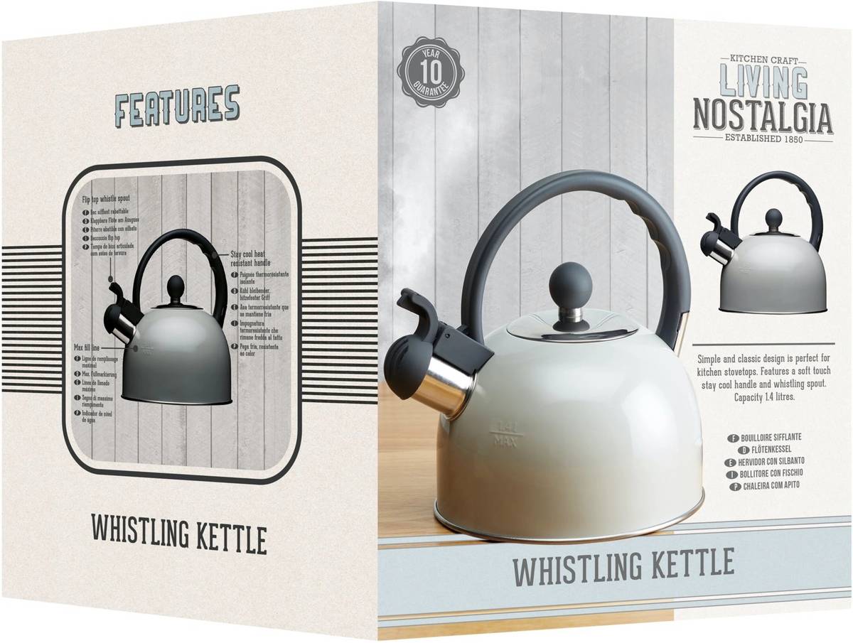 KitchenCraft Living Nostalgia Konvice na vodu pískací, krémová, 1.3 l