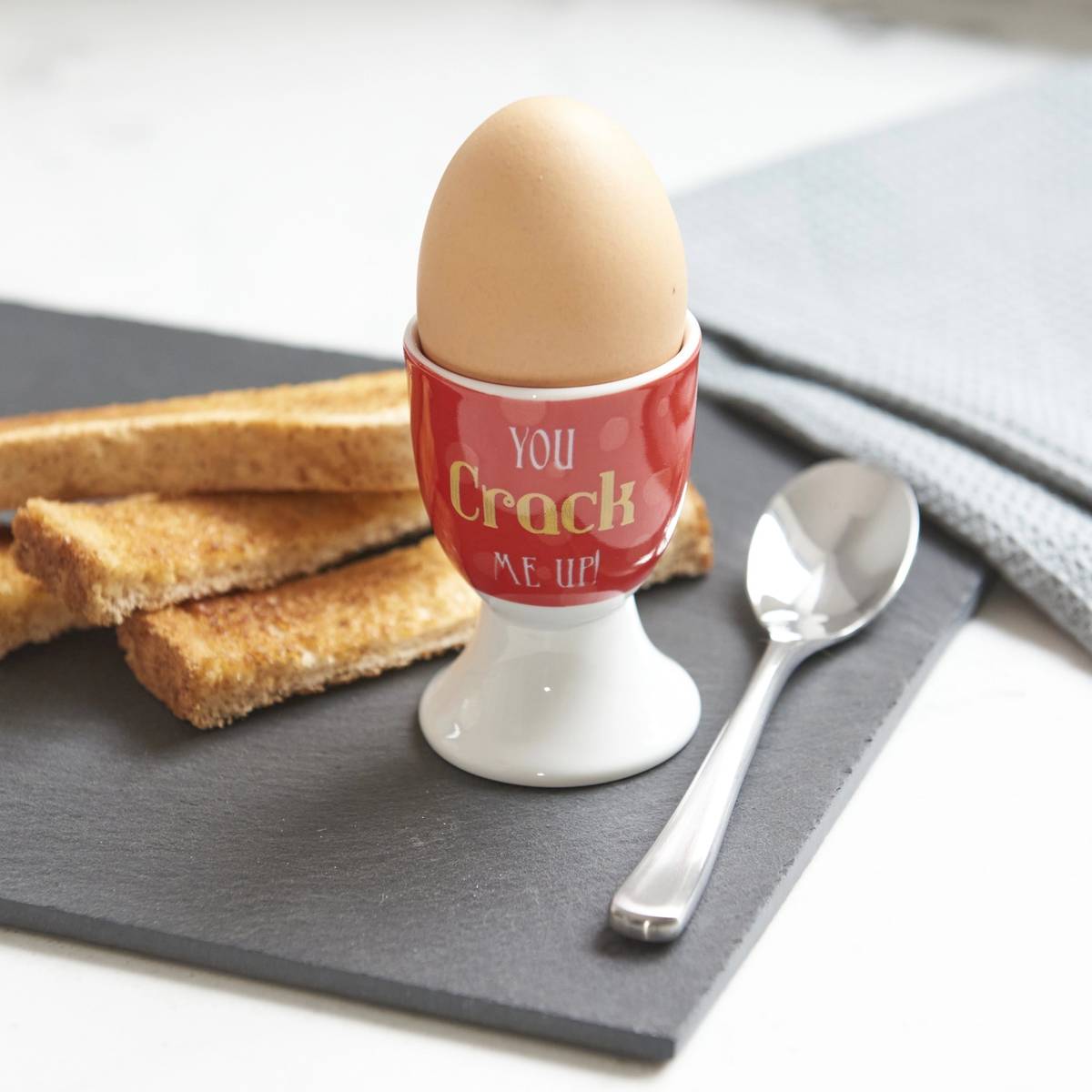 KitchenCraft Stojánek na vajíčka, motiv s nápisem
