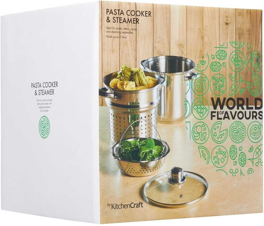 KitchenCraft World of Flavours Hrnec na těstoviny s cedníky, 20 cm