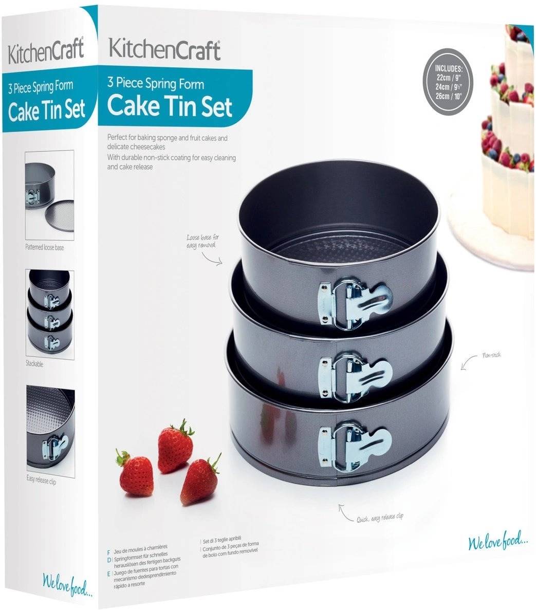 KitchenCraft Sada pečících forem s odnímatelným dnem, 3 ks