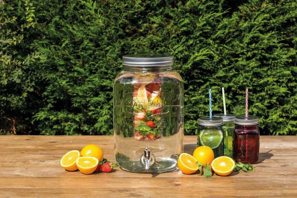 KitchenCraft Home Made Skleněný soudek na nápoje s infuzérem, 7.5 l