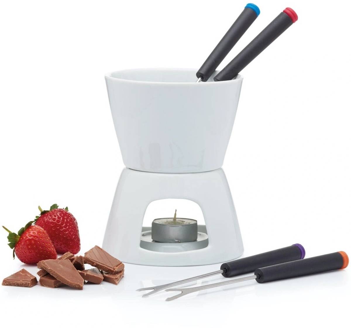 KitchenCraft Sada na čokoládové fondue, bílá