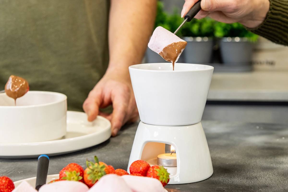 KitchenCraft Sada na čokoládové fondue, bílá