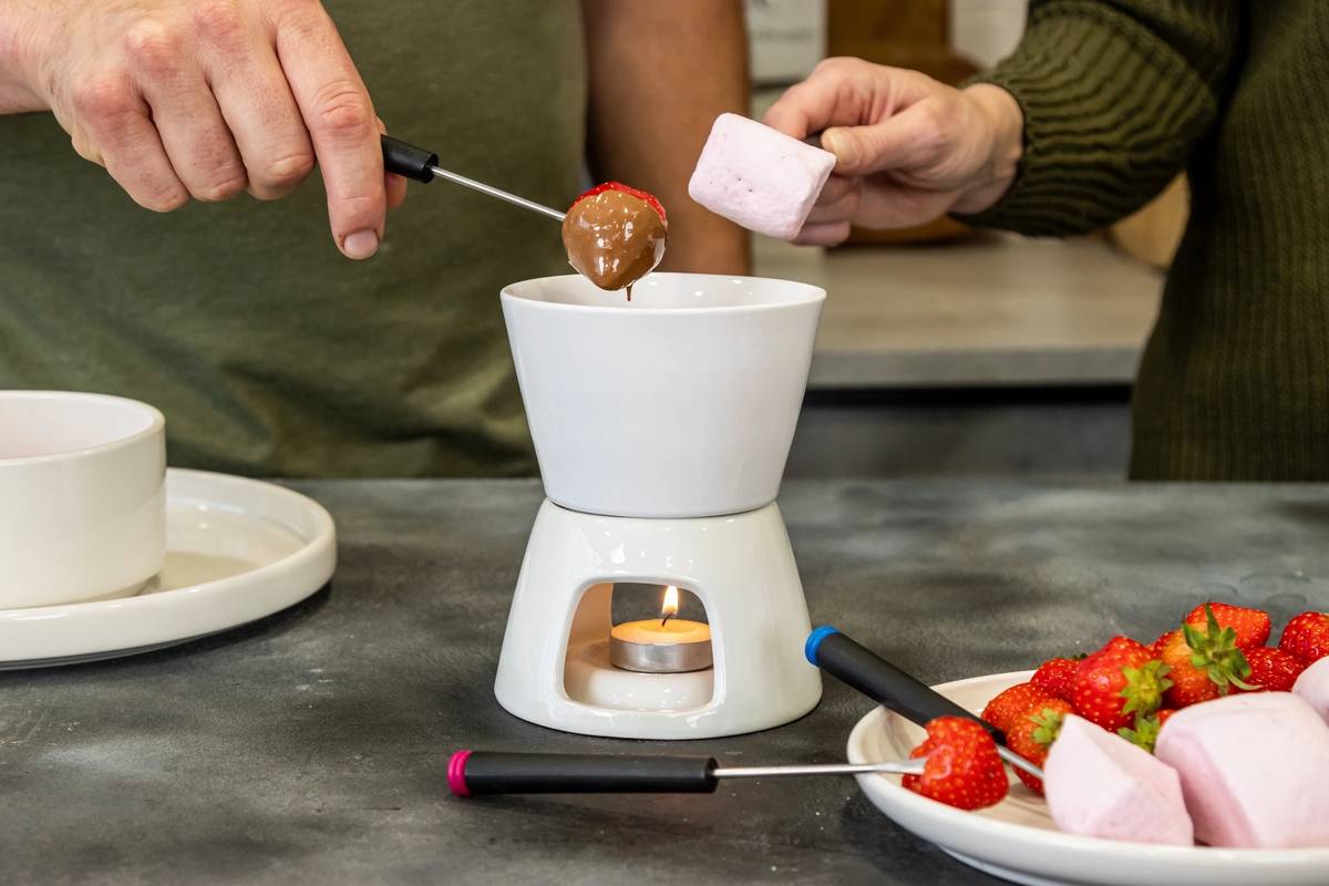 KitchenCraft Sada na čokoládové fondue, bílá